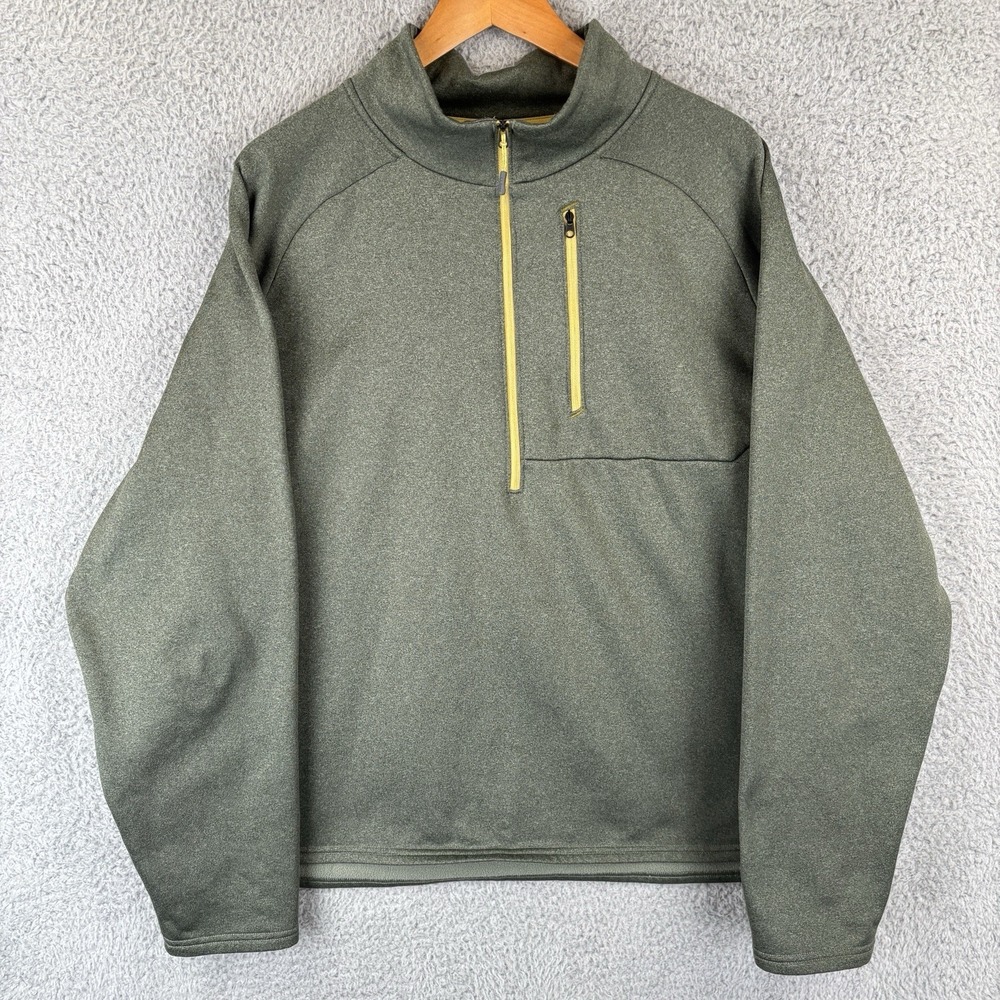 LL Bean Mountain Tech Fleece 1/2 Zip Jacket Men's 2XL Olive Pullover Active
